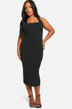 Bodycon Dresses|Midi Dresses*boohoo Plus Halterneck Midi Dress black