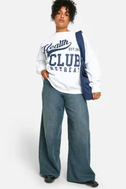 Sweatshirts|Hoodies & Sweatshirts*boohoo Plus Health Club Oversized Sweatshirt ecru