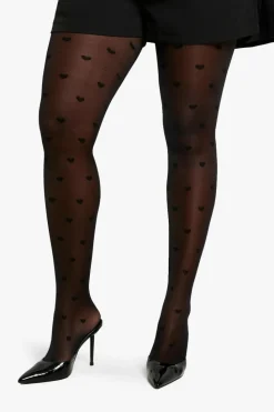 Tights & Socks|Tights & Socks*boohoo PLUS HEART PATTERN TIGHTS black