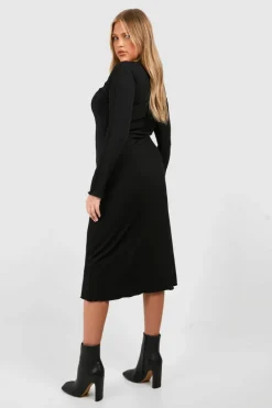 Midi Dresses*boohoo Plus High Neck Seam Detail Midi Dress black