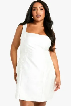 Skater Dresses|Mini Dresses*boohoo Plus Jacquard Square Neck Skater Dress ivory