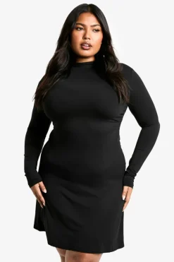 Skater Dresses*boohoo Plus Jersey Ruched Detail Skater Dress black