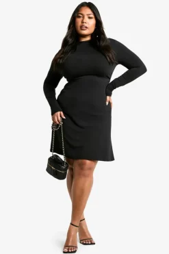 Skater Dresses*boohoo Plus Jersey Ruched Detail Skater Dress black