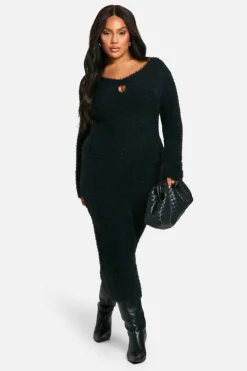 Maxi Dresses|Jumper Dresses*boohoo PLUS KEYHOLE KNITTED MAXI DRESS black