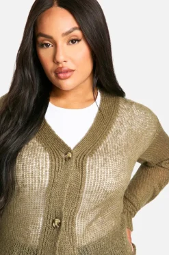 Cardigans*boohoo Plus Knitted Cropped Cardigan olive