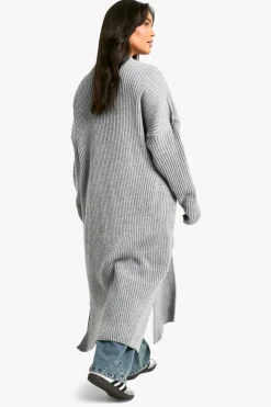 Cardigans*boohoo Plus Knitted Oversized Maxi Cardigan light grey