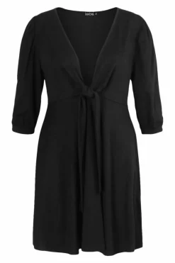 Skater Dresses|Mini Dresses*boohoo Plus Knot Front Skater Dress black