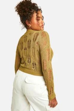Jumpers*boohoo Plus Ladder Detail Sheer Jumper khaki