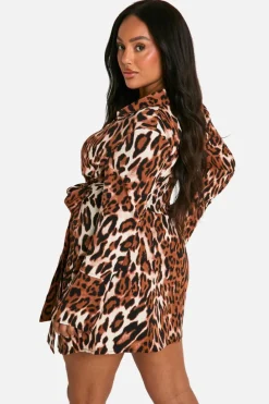 Shirt Dresses|Wrap Dresses*boohoo Plus Print Wrap Shirt Dress leopard