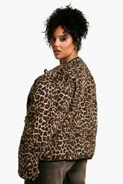 Up To 80% Off Winter Warmers|Bomber Jackets*boohoo Plus Leopard Tie Detail Padded Jacket brown
