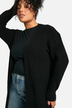 Cardigans|Knitwear*boohoo Plus Longline Knitted Maxi Cardigan black