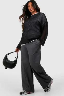 Jumpers|Up To 80% Off Winter Warmers*boohoo Plus Loose Knit Slouchy Jumper black