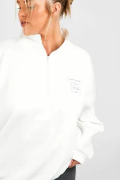 Sweatshirts*boohoo Plus Manhattan Half Zip Sweatshirt ecru