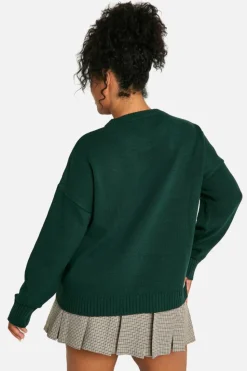 Oversized Jumpers|Jumpers*boohoo Plus Manhatten Oversized Knitted Jumper bottle green