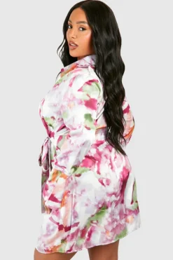 Shirt Dresses|Wrap Dresses*boohoo Plus Marble Print Wrap Shirt Dress pink