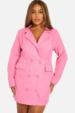 Blazer Dresses*boohoo Plus Marl Double Breasted Blazer Dress bubblegum