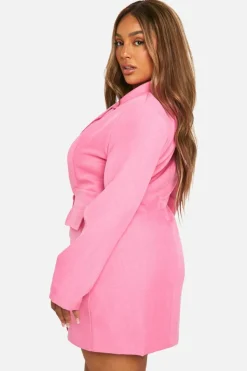 Blazer Dresses*boohoo Plus Marl Double Breasted Blazer Dress bubblegum
