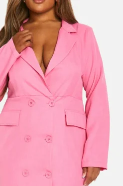 Blazer Dresses*boohoo Plus Marl Double Breasted Blazer Dress bubblegum