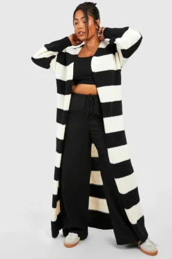 Cardigans|Jumpers & Cardigans*boohoo Plus Maxi Stripe Cardigan black
