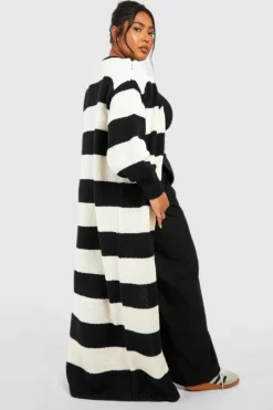 Cardigans|Jumpers & Cardigans*boohoo Plus Maxi Stripe Cardigan black