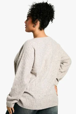 Jumpers*boohoo Plus Mixed Rib Longline Jumper stone