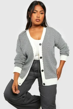 Cardigans|Jumpers & Cardigans*boohoo Plus Mono Oversized Cardigan black