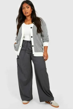 Cardigans|Jumpers & Cardigans*boohoo Plus Mono Oversized Cardigan black