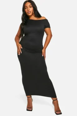 Bodycon Dresses*boohoo Plus Off Shoulder Super Maxi Dress black