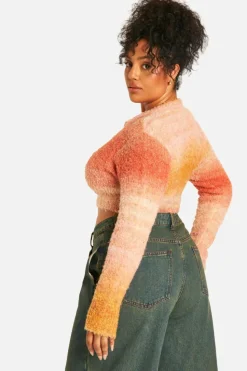 Cardigans*boohoo Plus Ombre Fluffy Knit Cardigan peach