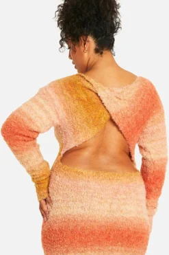 Jumper Dresses|Jumper Dresses*boohoo Plus Ombre Fluffy Knit Midaxi Dress peach