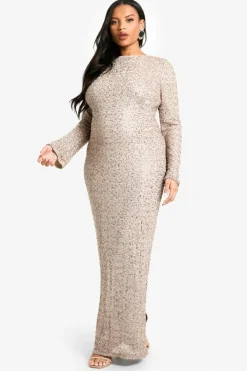 Maxi Dresses*boohoo Plus Open Back Hand Embellished Maxi Dress mocha