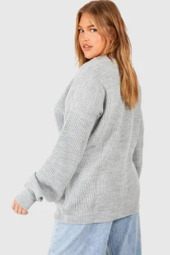 Cardigans*boohoo Plus Oversized Button Through Cardigan grey