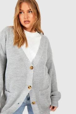 Cardigans*boohoo Plus Oversized Button Through Cardigan grey