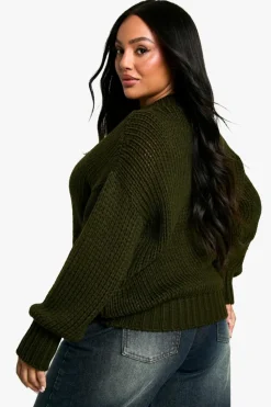 Oversized Jumpers|Jumpers*boohoo Plus Oversized Crew Neck Jumper khaki