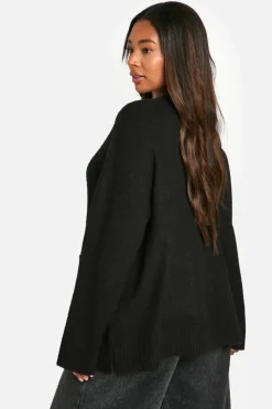 Cardigans|Knitwear*boohoo Plus Oversized Soft Knit Boyfriend Cardigan black