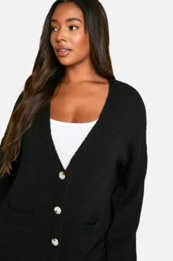 Cardigans|Knitwear*boohoo Plus Oversized Soft Knit Boyfriend Cardigan black