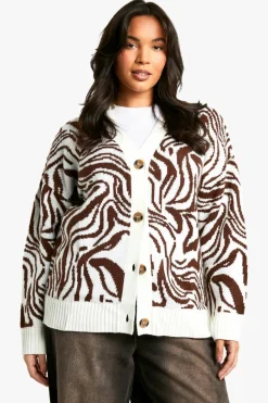 Cardigans*boohoo Plus Pattern Detail Oversized Cardigan multi