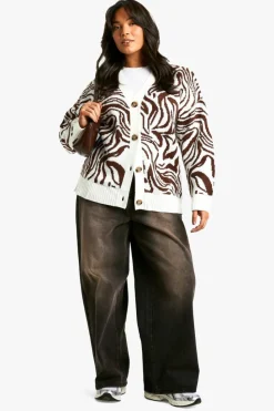 Cardigans*boohoo Plus Pattern Detail Oversized Cardigan multi