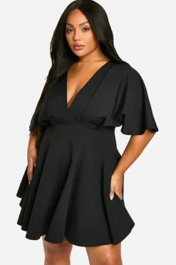 Skater Dresses|Mini Dresses*boohoo Plus Pleated Skirt Skater Dress black