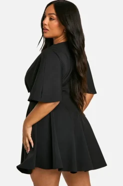 Skater Dresses|Mini Dresses*boohoo Plus Pleated Skirt Skater Dress black