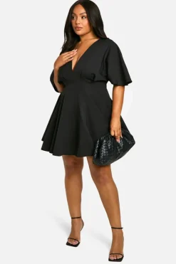 Skater Dresses|Mini Dresses*boohoo Plus Pleated Skirt Skater Dress black