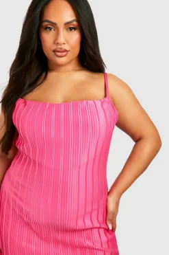 Cami Dresses*boohoo Plus Plisse Cowl Neck Cami Dress bubblegum