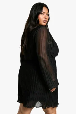 Skater Dresses|Mini Dresses*boohoo Plus Plisse Skater Dress black