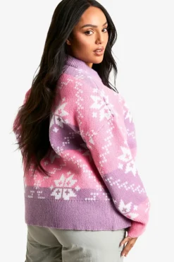 Oversized Jumpers*boohoo Plus Premium Fairisle Oversized Knitted Jumper pink