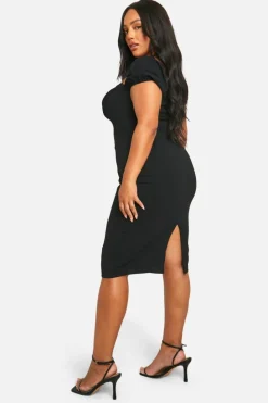 Midi Dresses*boohoo Plus Puff Sleeve Midi Dress black