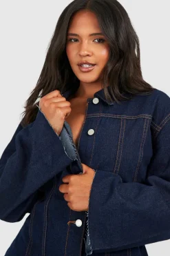 Shirt Dresses*boohoo Plus Raw Hem Denim Shirt Dress indigo