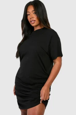 T-Shirt Dresses|Shirt Dresses*boohoo Plus Ruched T-shirt Dress black