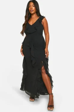 Smock Dresses|Maxi Dresses*boohoo Plus Ruffle Detail Maxi Dress black