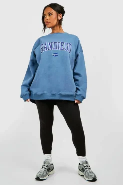 Sweatshirts|Hoodies & Sweatshirts*boohoo Plus San Diego Applique Oversized Sweatshirt petrol