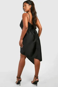Wrap Dresses|Midi Dresses*boohoo Plus Satin Wrap Midi Dress black
